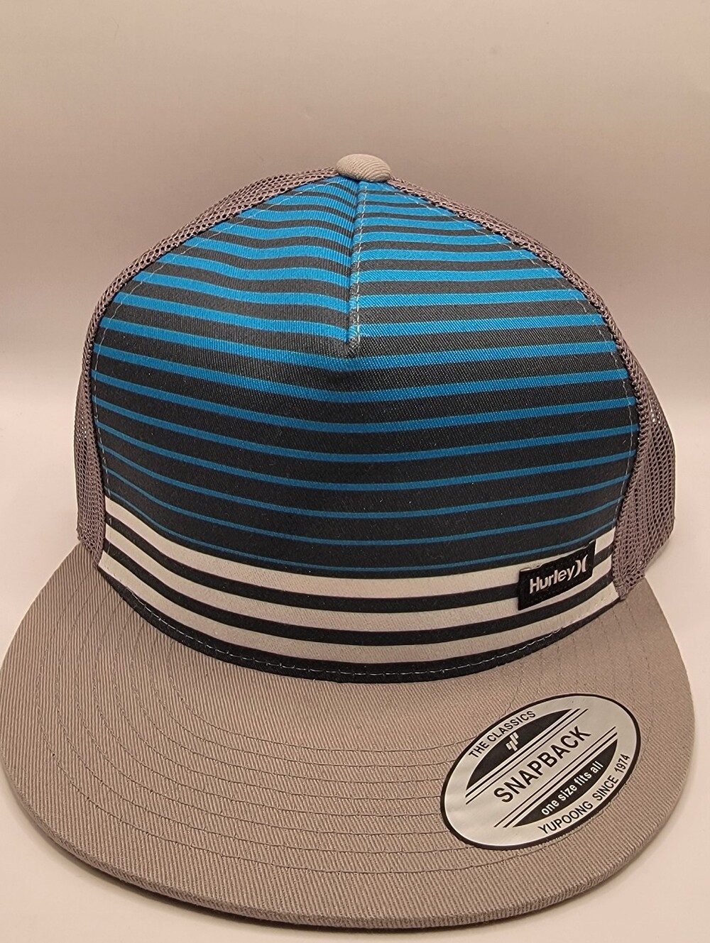 Hurley Blue & Gray Striped Snapback Hat